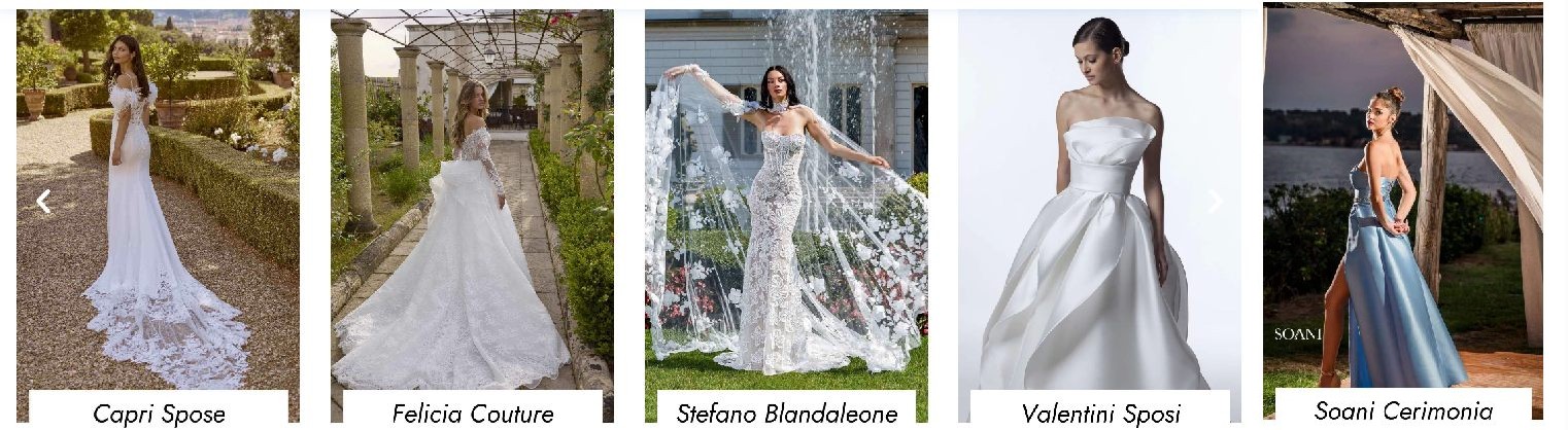  Abiti da sposa  eleganti di seta  con pizzi fatti  a mano: CAPRI SPOSE, FELICIA COUTURE, STEFANO BRANDALEONE,VALENTINI SPOSI, SOANI CERIMONIA