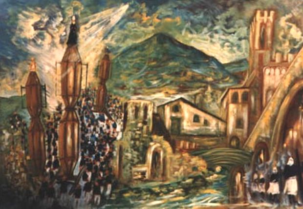  I ceri di Gubbio - dipinto del pittore eugubino Giuseppe Gierut